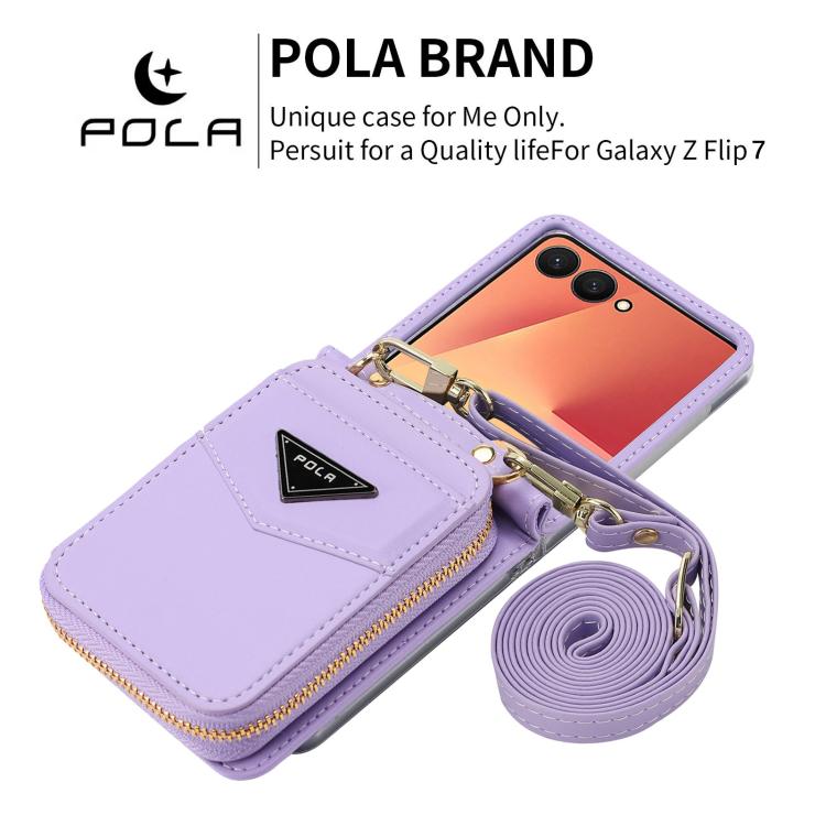 For Samsung Galaxy Z Flip7 5G POLA Multi-Card Slots Zipper Wallet Phone Case