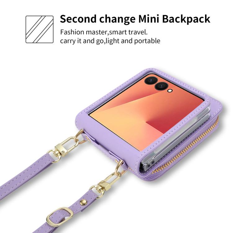 For Samsung Galaxy Z Flip7 5G POLA Multi-Card Slots Zipper Wallet Phone Case