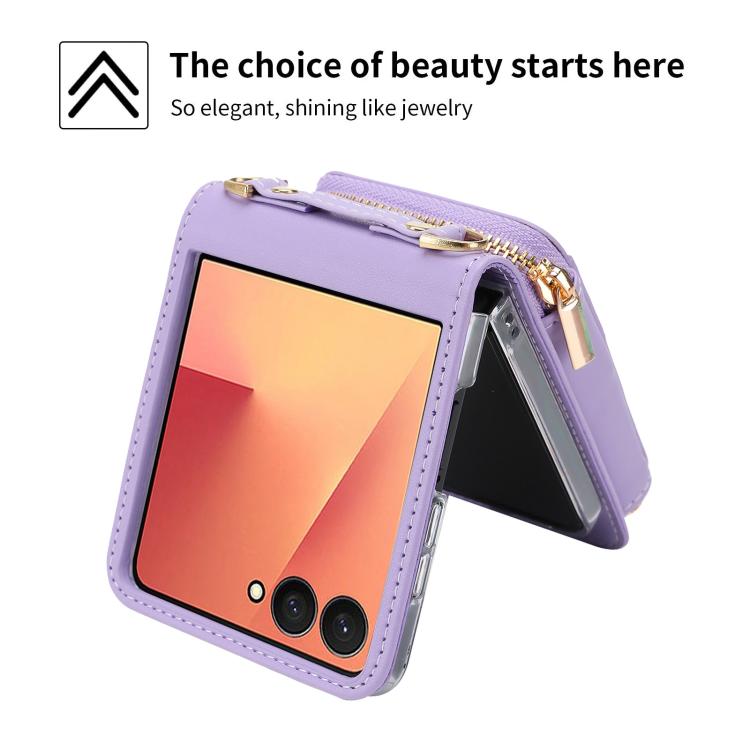 For Samsung Galaxy Z Flip7 5G POLA Multi-Card Slots Zipper Wallet Phone Case