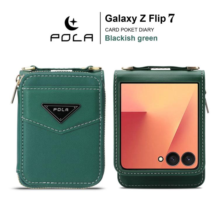 For Samsung Galaxy Z Flip7 5G POLA Multi-Card Slots Zipper Wallet Phone Case
