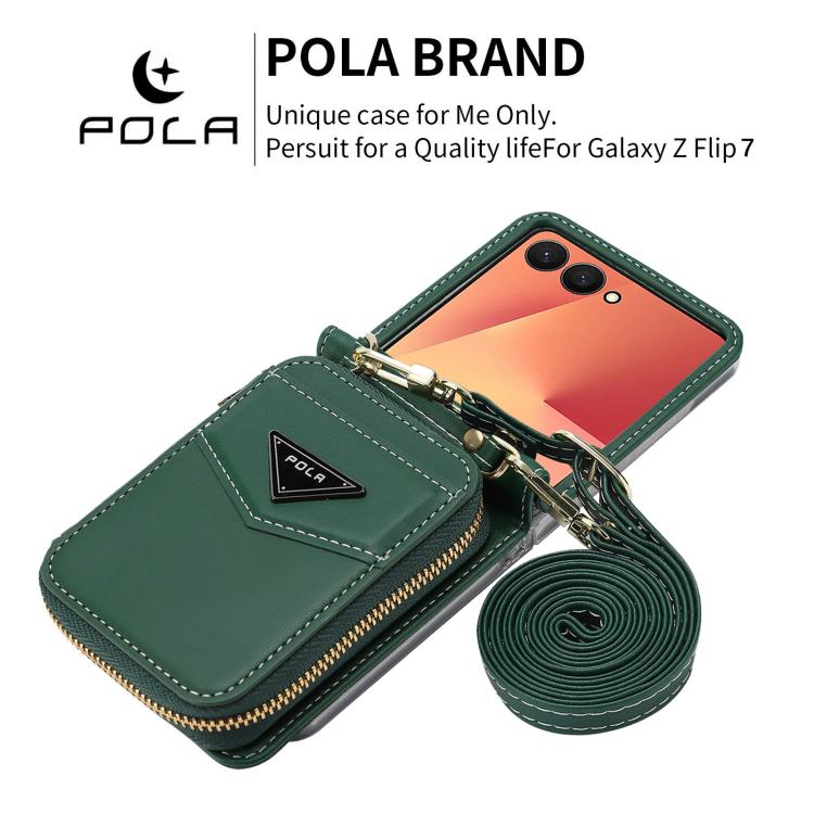 For Samsung Galaxy Z Flip7 5G POLA Multi-Card Slots Zipper Wallet Phone Case