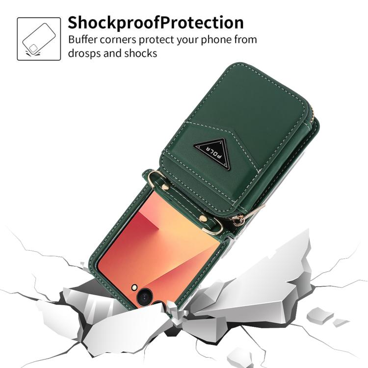 For Samsung Galaxy Z Flip7 5G POLA Multi-Card Slots Zipper Wallet Phone Case
