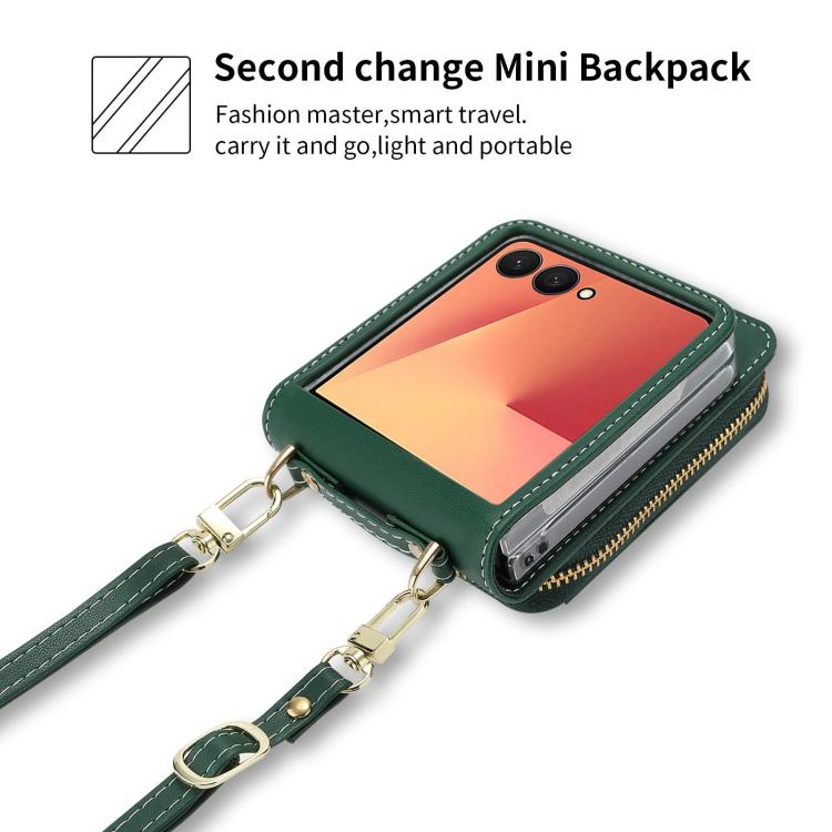 For Samsung Galaxy Z Flip7 5G POLA Multi-Card Slots Zipper Wallet Phone Case