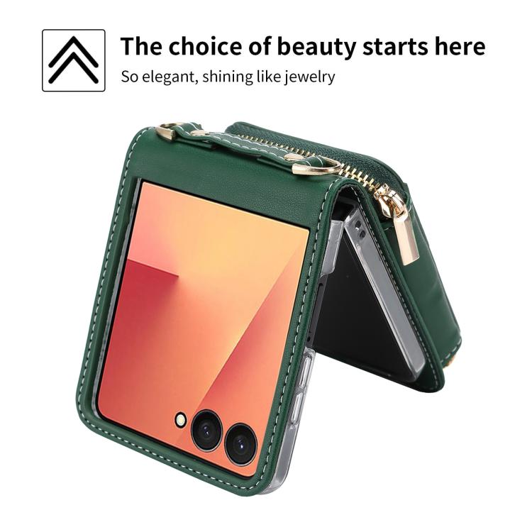 For Samsung Galaxy Z Flip7 5G POLA Multi-Card Slots Zipper Wallet Phone Case