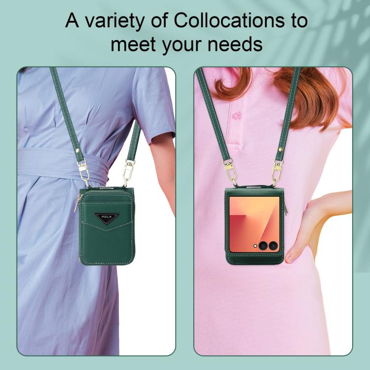 For Samsung Galaxy Z Flip7 5G POLA Multi-Card Slots Zipper Wallet Phone Case