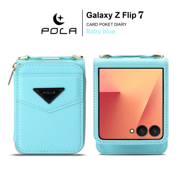 For Samsung Galaxy Z Flip7 5G POLA Multi-Card Slots Zipper Wallet Phone Case