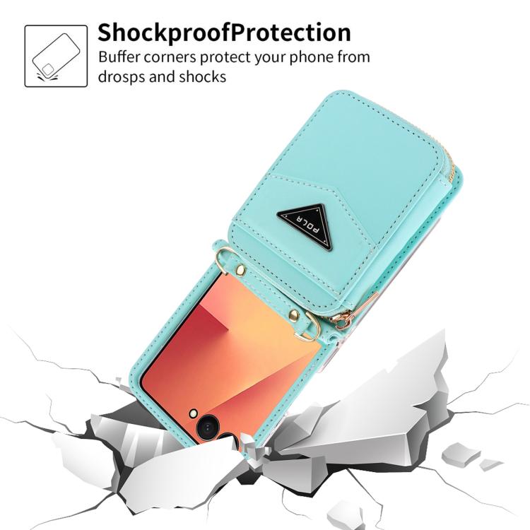 For Samsung Galaxy Z Flip7 5G POLA Multi-Card Slots Zipper Wallet Phone Case