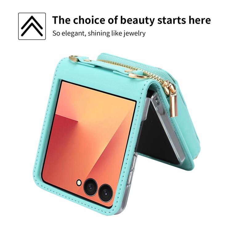 For Samsung Galaxy Z Flip7 5G POLA Multi-Card Slots Zipper Wallet Phone Case
