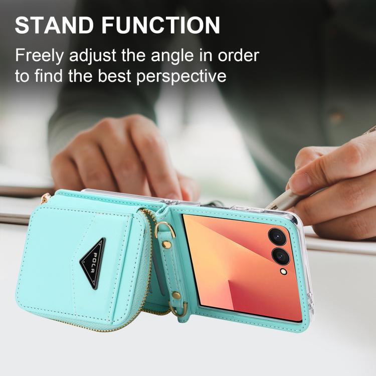 For Samsung Galaxy Z Flip7 5G POLA Multi-Card Slots Zipper Wallet Phone Case