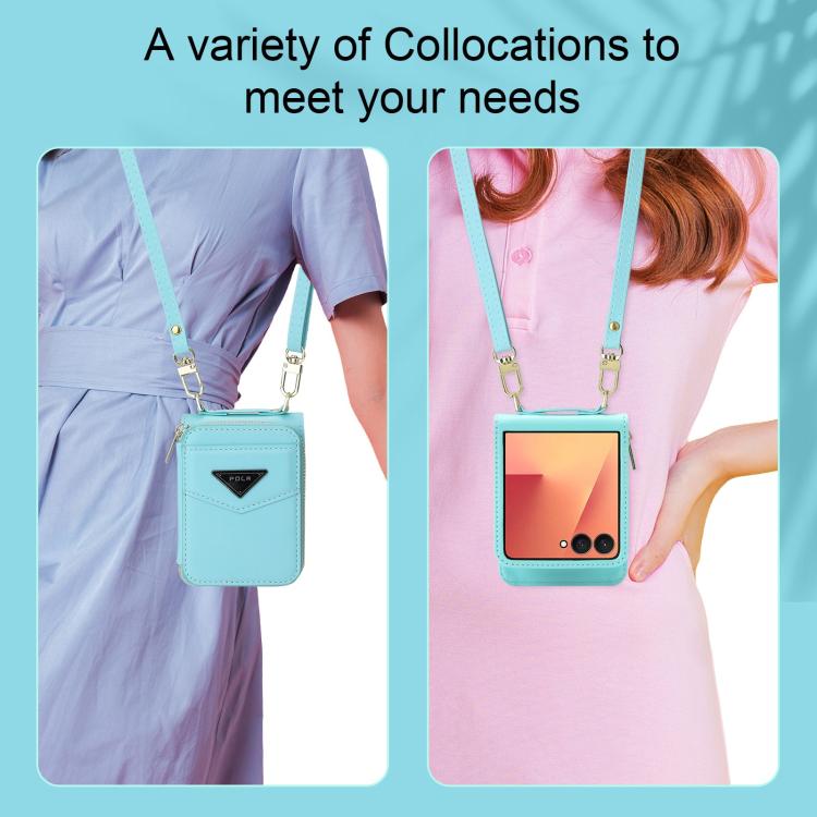 For Samsung Galaxy Z Flip7 5G POLA Multi-Card Slots Zipper Wallet Phone Case