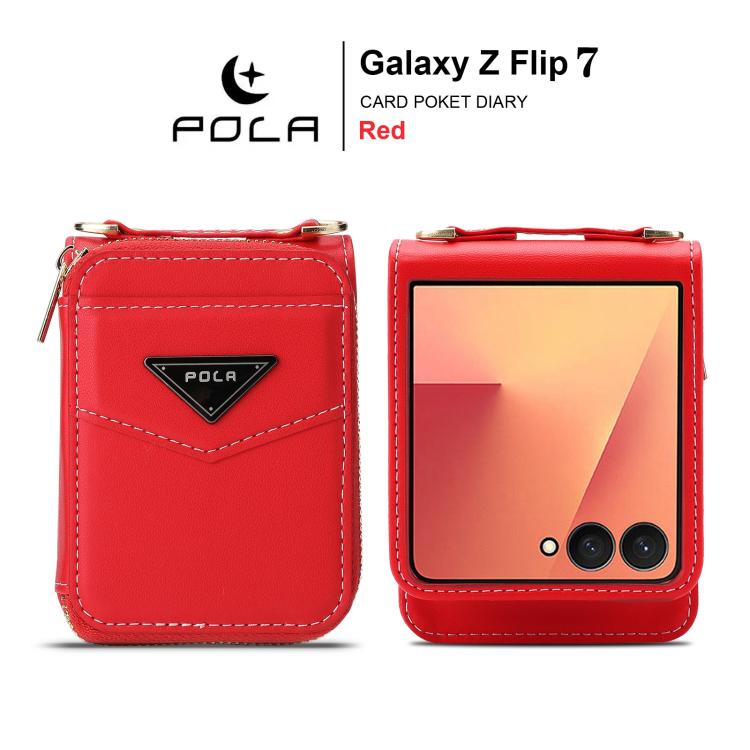 For Samsung Galaxy Z Flip7 5G POLA Multi-Card Slots Zipper Wallet Phone Case