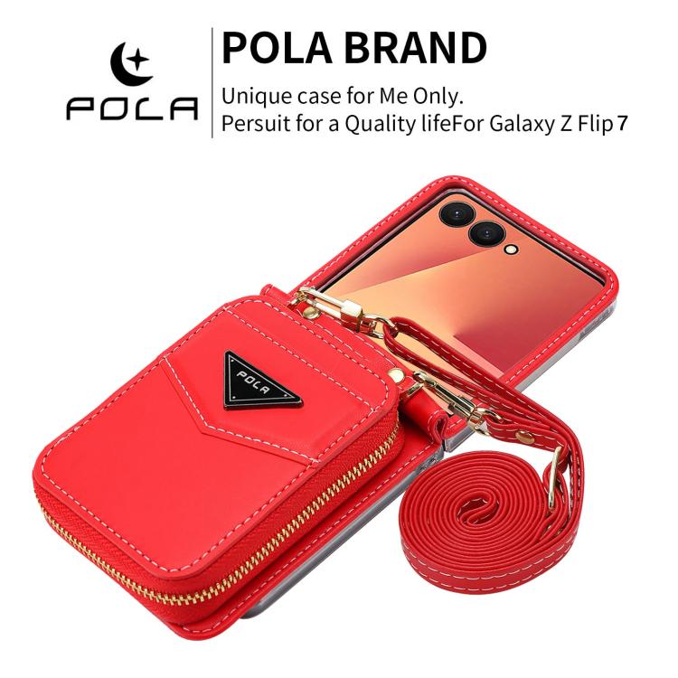For Samsung Galaxy Z Flip7 5G POLA Multi-Card Slots Zipper Wallet Phone Case