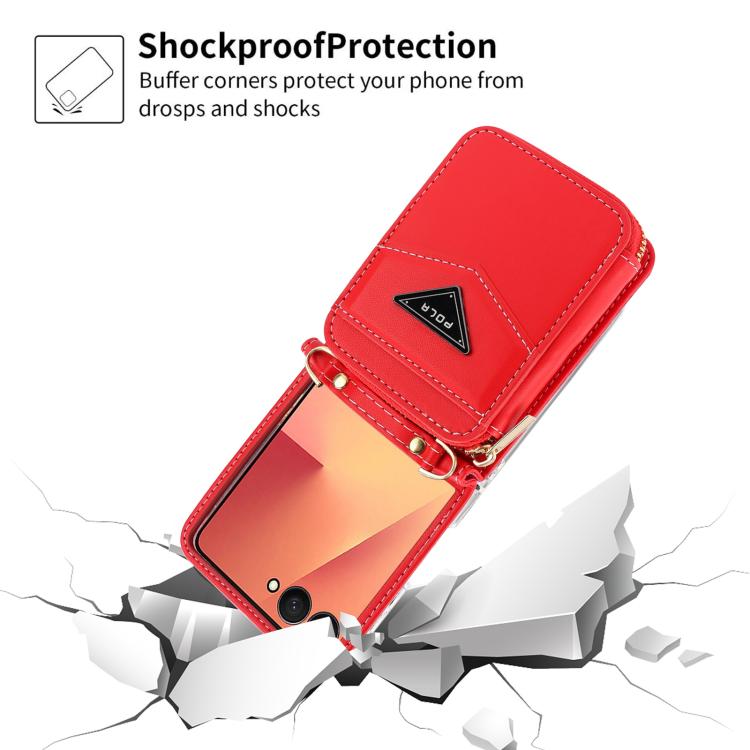 For Samsung Galaxy Z Flip7 5G POLA Multi-Card Slots Zipper Wallet Phone Case