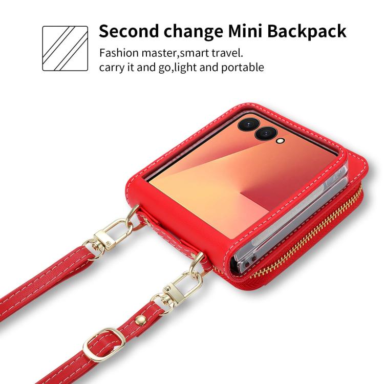 For Samsung Galaxy Z Flip7 5G POLA Multi-Card Slots Zipper Wallet Phone Case