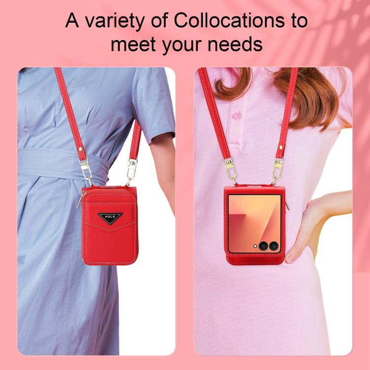 For Samsung Galaxy Z Flip7 5G POLA Multi-Card Slots Zipper Wallet Phone Case