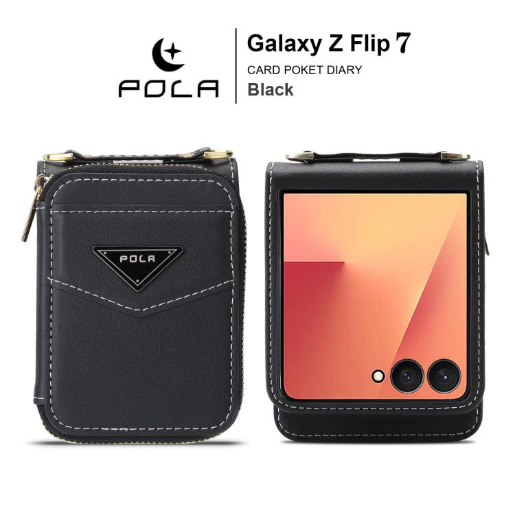 For Samsung Galaxy Z Flip7 5G POLA Multi-Card Slots Zipper Wallet Phone Case