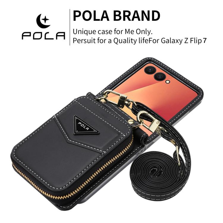 For Samsung Galaxy Z Flip7 5G POLA Multi-Card Slots Zipper Wallet Phone Case