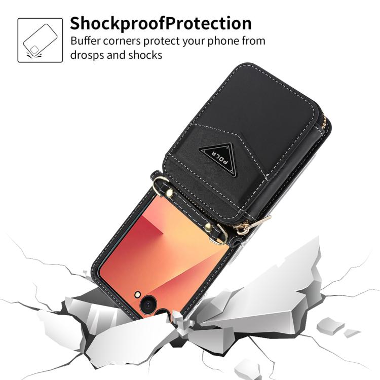 For Samsung Galaxy Z Flip7 5G POLA Multi-Card Slots Zipper Wallet Phone Case