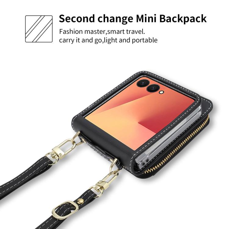 For Samsung Galaxy Z Flip7 5G POLA Multi-Card Slots Zipper Wallet Phone Case