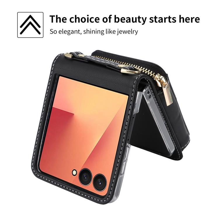 For Samsung Galaxy Z Flip7 5G POLA Multi-Card Slots Zipper Wallet Phone Case