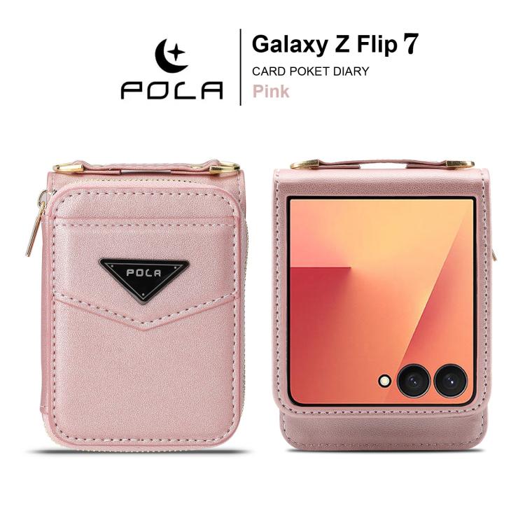 For Samsung Galaxy Z Flip7 5G POLA Multi-Card Slots Zipper Wallet Phone Case