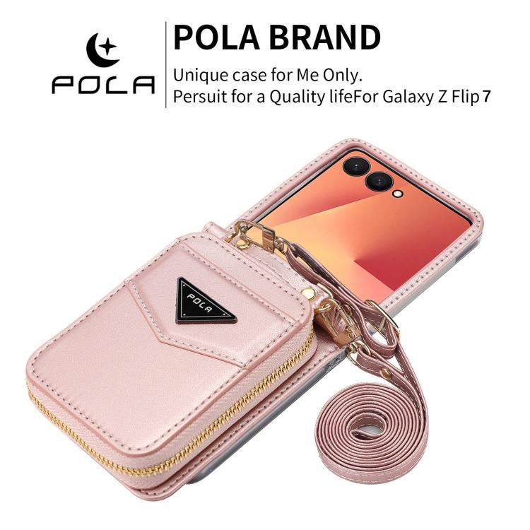 For Samsung Galaxy Z Flip7 5G POLA Multi-Card Slots Zipper Wallet Phone Case