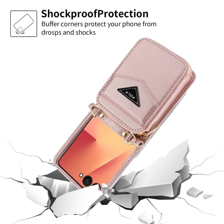 For Samsung Galaxy Z Flip7 5G POLA Multi-Card Slots Zipper Wallet Phone Case