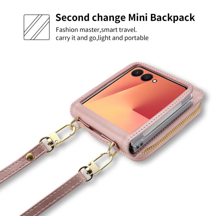 For Samsung Galaxy Z Flip7 5G POLA Multi-Card Slots Zipper Wallet Phone Case