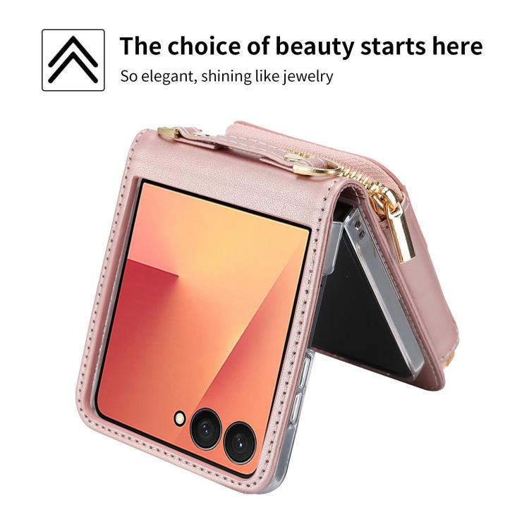 For Samsung Galaxy Z Flip7 5G POLA Multi-Card Slots Zipper Wallet Phone Case