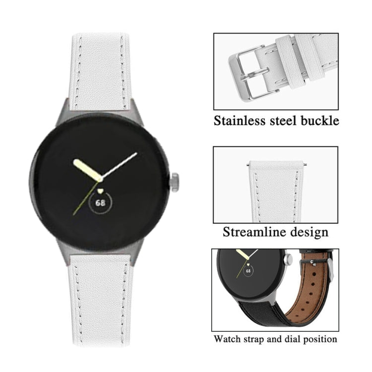 For Google Pixel Watch 4 / Watch 3 45mm Round Tail Genuine Leather Watch Band