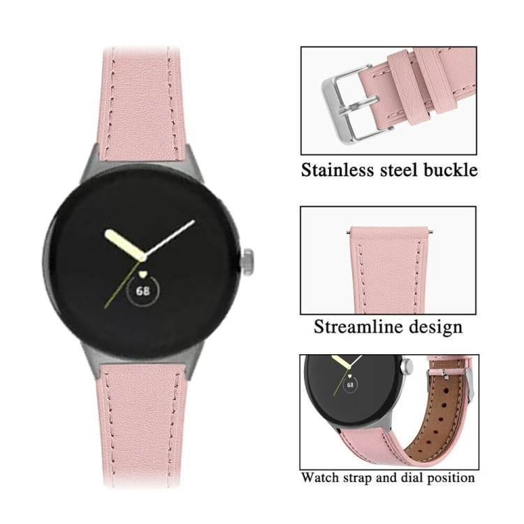 For Google Pixel Watch 4 / Watch 3 45mm Round Tail Genuine Leather Watch Band