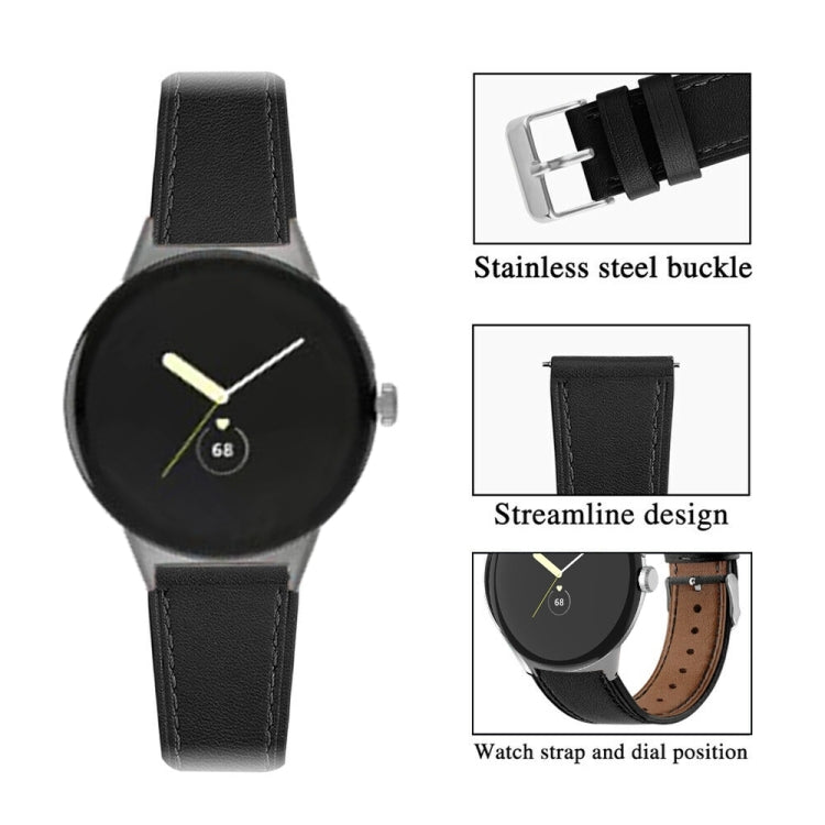 For Google Pixel Watch 4 / Watch 3 45mm Round Tail Genuine Leather Watch Band