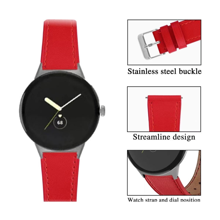 For Google Pixel Watch 4 / Watch 3 45mm Round Tail Genuine Leather Watch Band