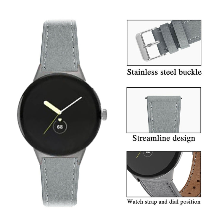 For Google Pixel Watch 4 / Watch 3 45mm Round Tail Genuine Leather Watch Band