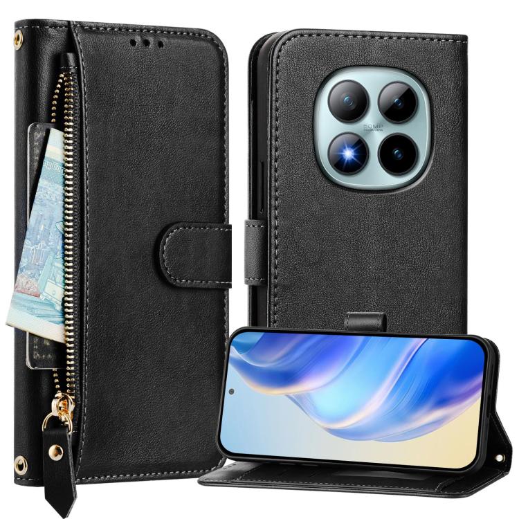 For Redmi Note 15 Pro+ 5G Global 163.3mm Multi-Card Slots Zipper Wallet Leather Phone Case