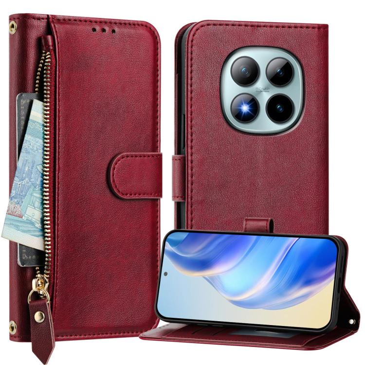 For Redmi Note 15 Pro+ 5G Global 163.3mm Multi-Card Slots Zipper Wallet Leather Phone Case