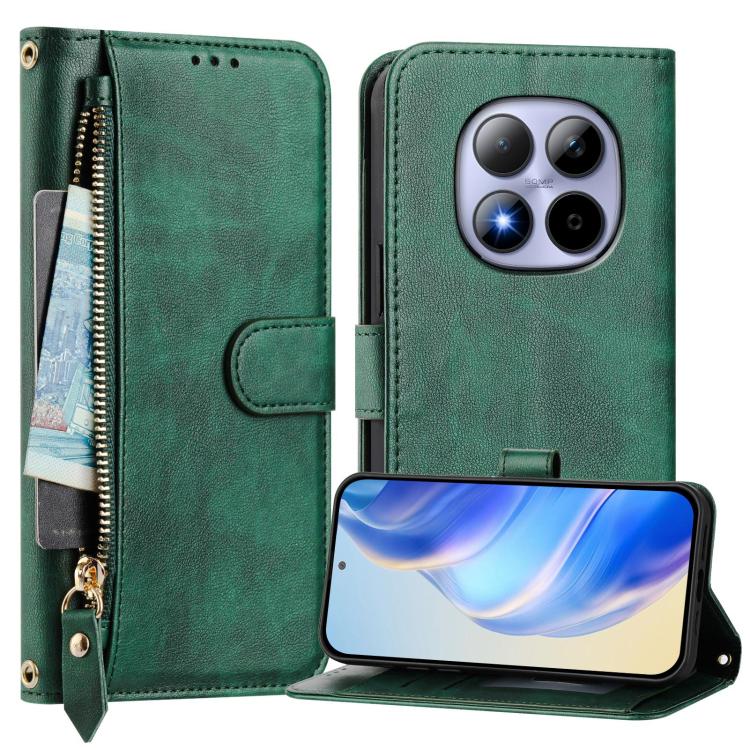 For Redmi Note 15 Pro 5G Global 163.6mm Multi-Card Slots Zipper Wallet Leather Phone Case