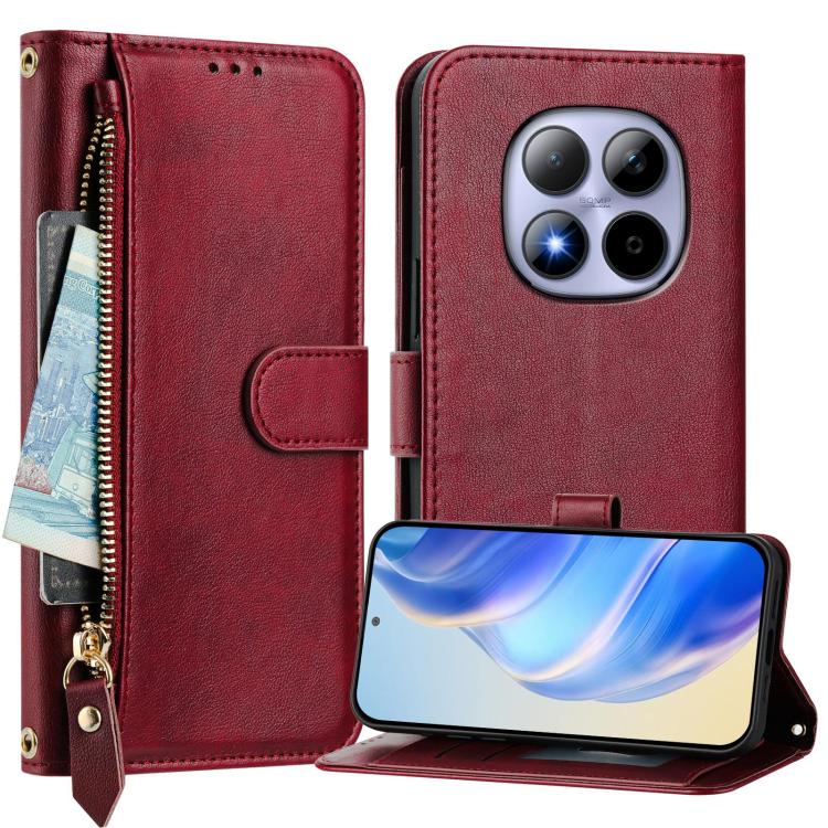 For Redmi Note 15 Pro 5G Global 163.6mm Multi-Card Slots Zipper Wallet Leather Phone Case