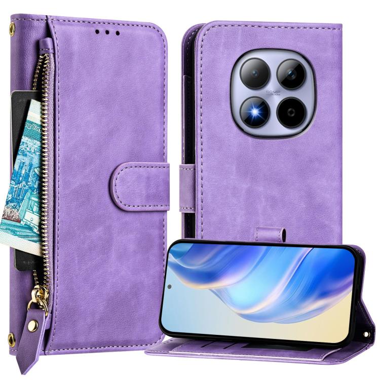 For Redmi Note 15 Pro 5G Global 163.6mm Multi-Card Slots Zipper Wallet Leather Phone Case