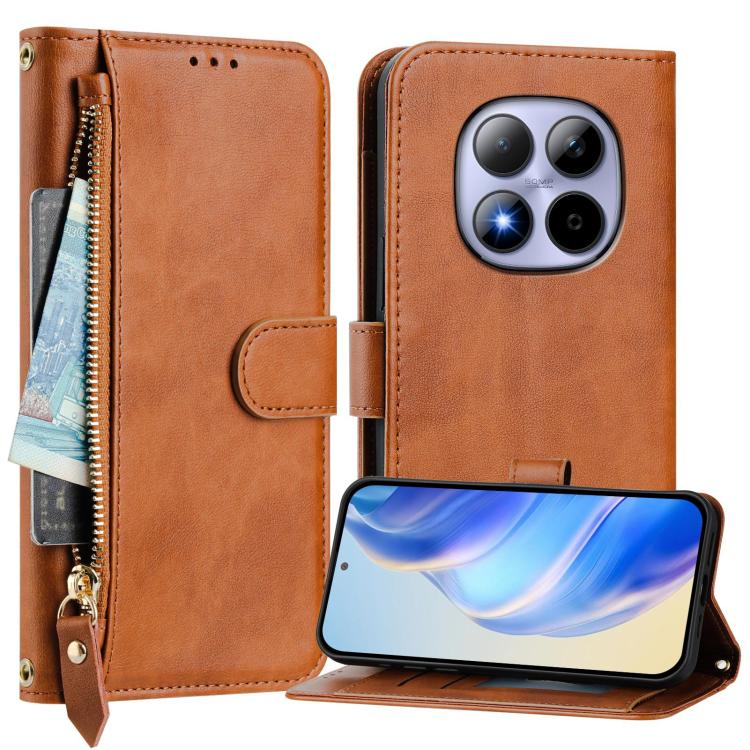 For Redmi Note 15 Pro 5G Global 163.6mm Multi-Card Slots Zipper Wallet Leather Phone Case