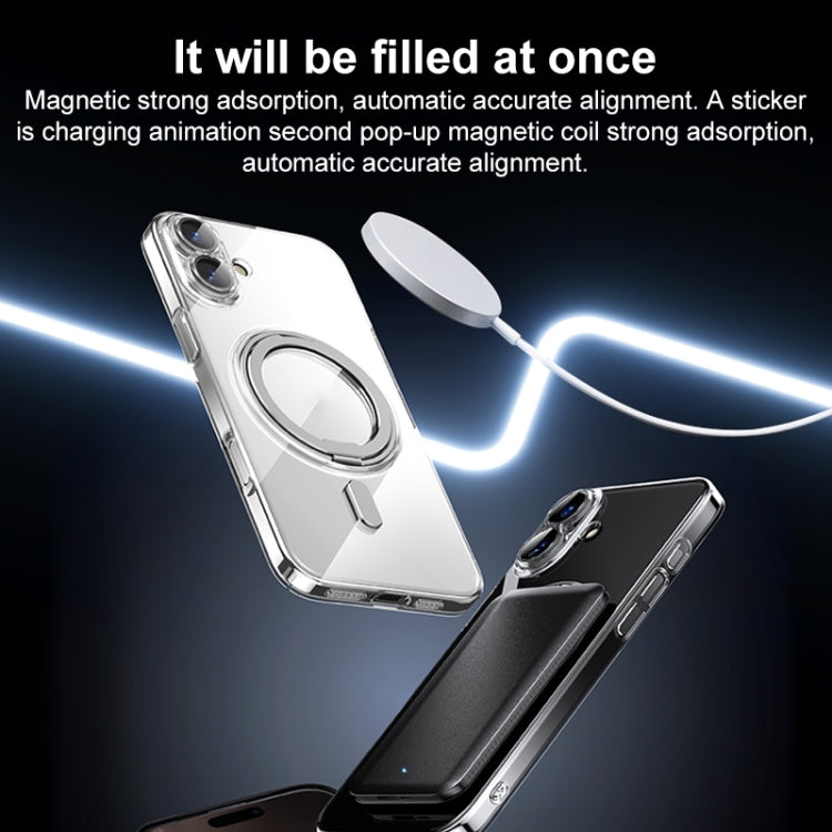 For iPhone 16 Plating PC 360 Ring Holder Magsafe Phone Case
