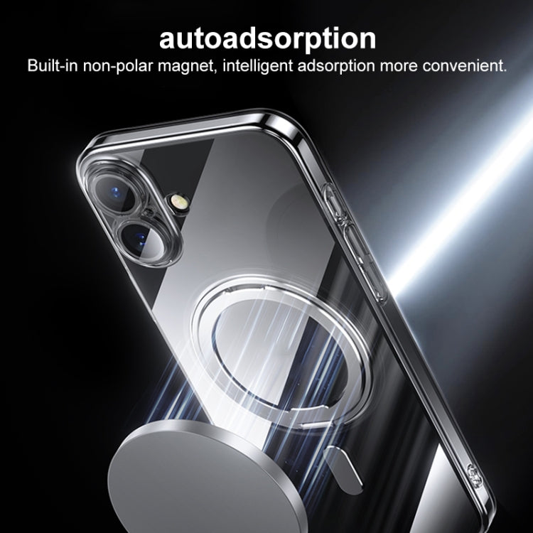For iPhone 16 Plating PC 360 Ring Holder Magsafe Phone Case