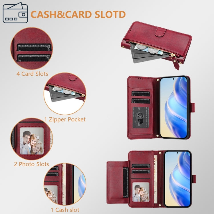 For Google Pixel 9a Multi-Card Slots Zipper Wallet Leather Phone Case