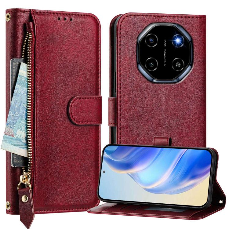 For Blackview Shark 6 Multi-Card Slots Zipper Wallet Leather Phone Case