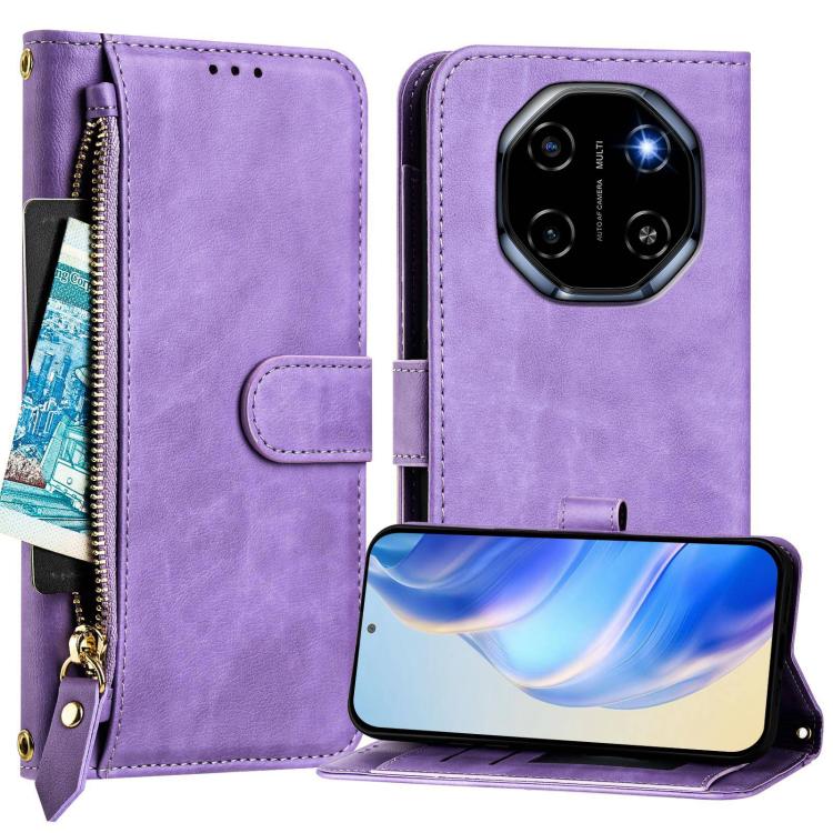 For Blackview Shark 6 Multi-Card Slots Zipper Wallet Leather Phone Case