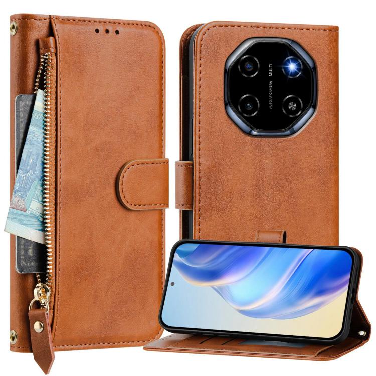 For Blackview Shark 6 Multi-Card Slots Zipper Wallet Leather Phone Case