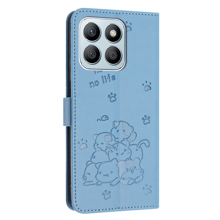 For Honor X8b Embossed Kitten Phone Leather Case with Lanyard