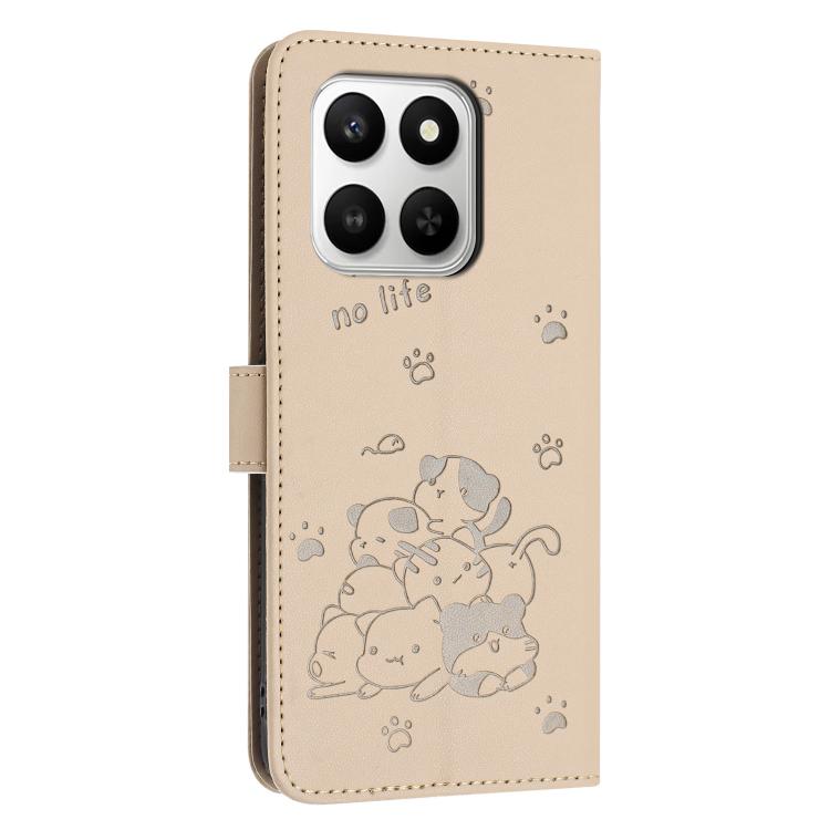 For Honor 400 Smart 5G / X7d 5G Embossed Kitten Phone Leather Case with Lanyard