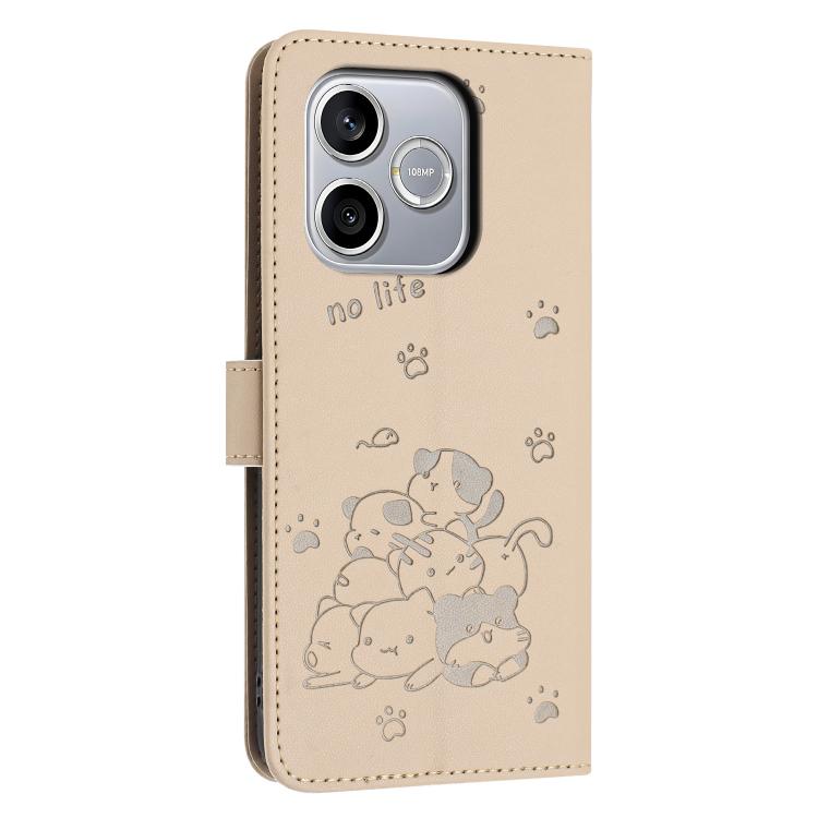 For Honor 600 Lite Global Embossed Kitten Phone Leather Case with Lanyard