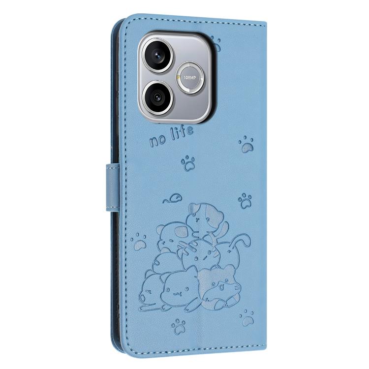 For Honor 600 Lite Global Embossed Kitten Phone Leather Case with Lanyard